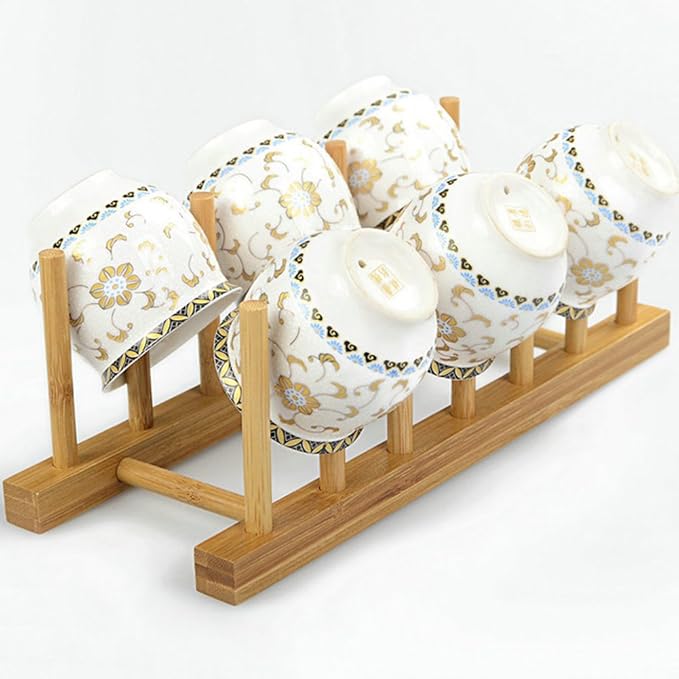 YWSHF Bamboo Wooden Dish Rack Dishes Drainboard Drying Drainer Storage Holder Stand Kitchen Cabinet Organizer for Dish,Plate,Bowl,Cup Pot,Lid,Book