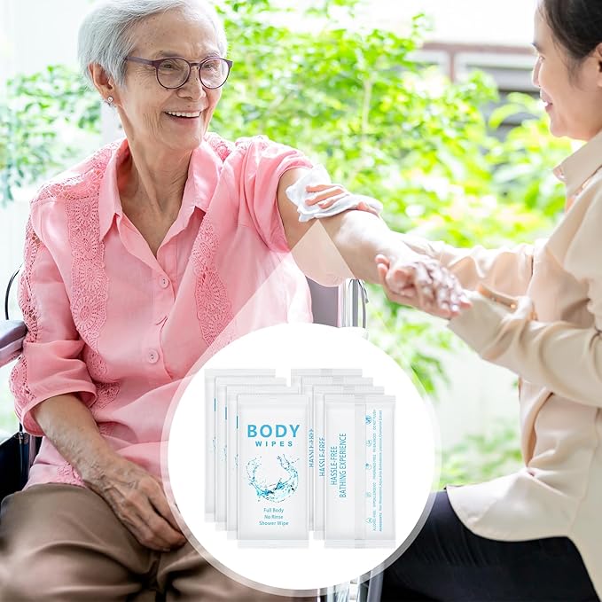 Treela 300 Pcs Large Body Wipes Bulk Deodorant Travel Size for Homeless Care Package Supplies Individually Wrapped Adults Bathing No Rinse Wet Wipes Men Women Hygiene Items(7.09" X 9.84",White)