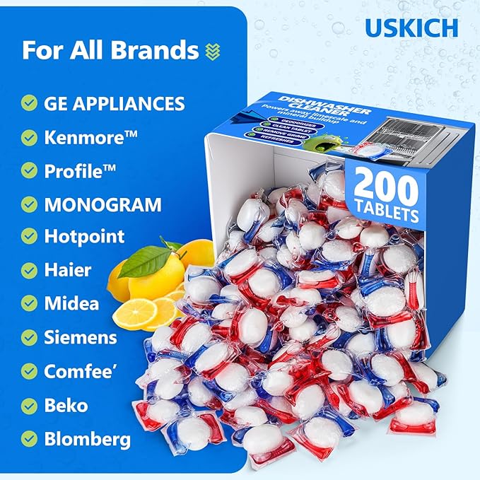 200 Count Dishwasher Pods, No Pre-Rinse Dishwasher Detergent Soap On Stain and Grease, Leaving a Virtually Spotless Shine,Dishwasher Detergent for Deep Cleaning