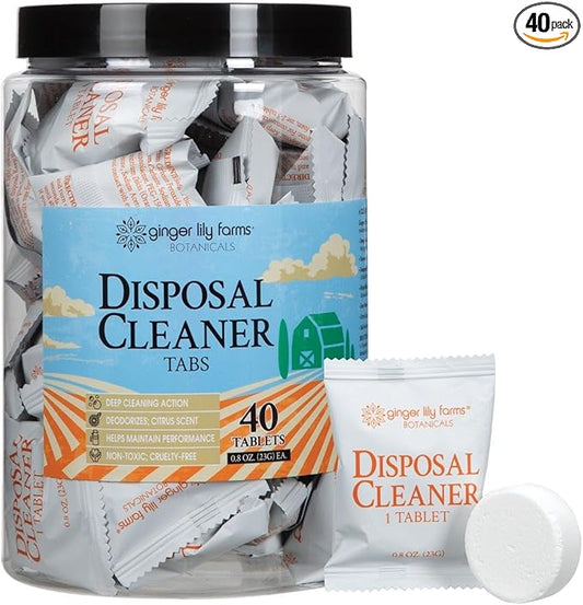 Ginger Lily Farms Botanicals Garbage Disposal Cleaner Tabs, Deep Cleaning Tablets for Sink Disposals, Removes Odor-Causing Residues, Citrus Scent, 40-Count