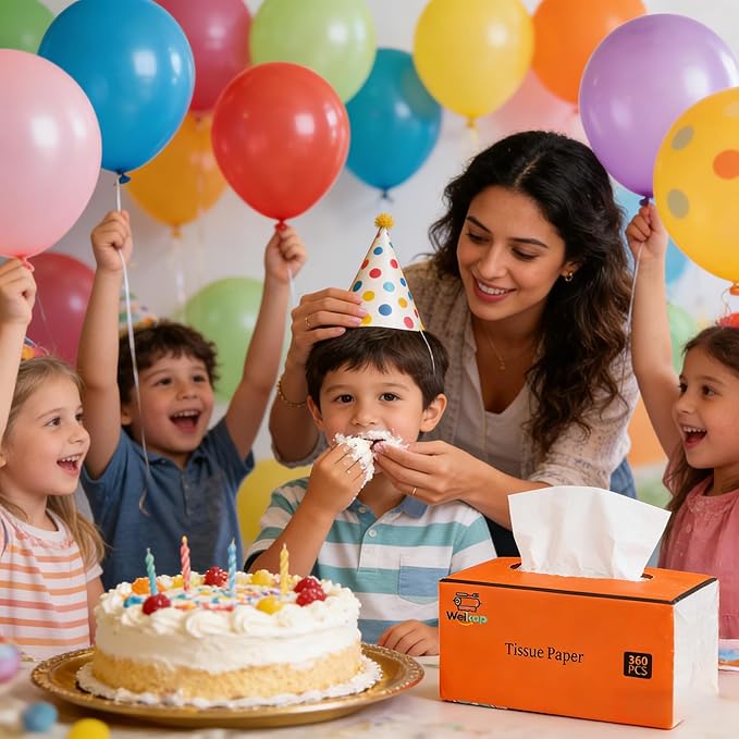 Ultra Soft Facial Tissues, 360 Sheets (72 Packs), 5-Ply Soft and Skin-Friendly, 180x160mm Large Face Tissues for Home, Office, Car, Gentle for Nose and Skin, Unscented (6)