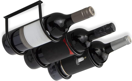 Wallniture Dijon Wine Rack Wall Mounted & Under Cabinet Wine Storage Bottle Racks Kitchen Organization and Storage, Steel Black