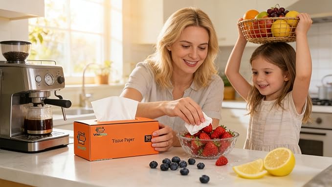 Ultra Soft Facial Tissues, 360 Sheets (72 Packs), 5-Ply Soft and Skin-Friendly, 180x160mm Large Face Tissues for Home, Office, Car, Gentle for Nose and Skin, Unscented (6)